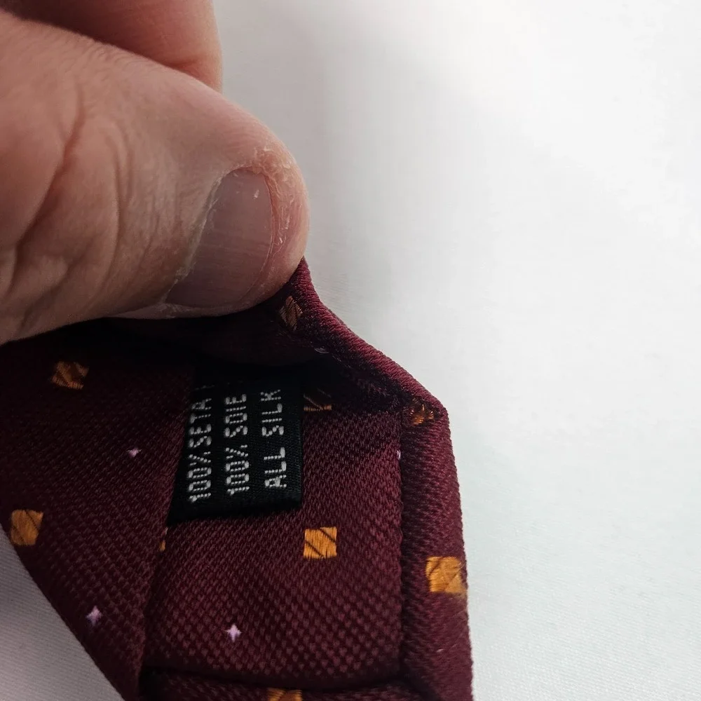 NH 1888‎ 100% Silk Made in Italy Men Tie Geometric Red 3.5